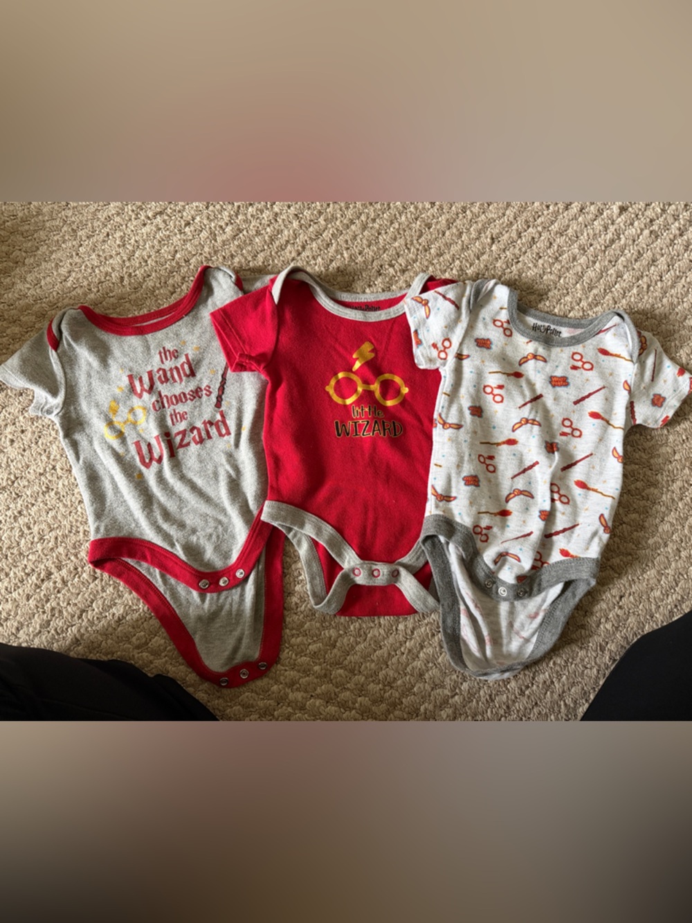 Warner Bros. Harry Potter Baby One-Piece Short Sleeve Bodysuit Onesie Set of 3